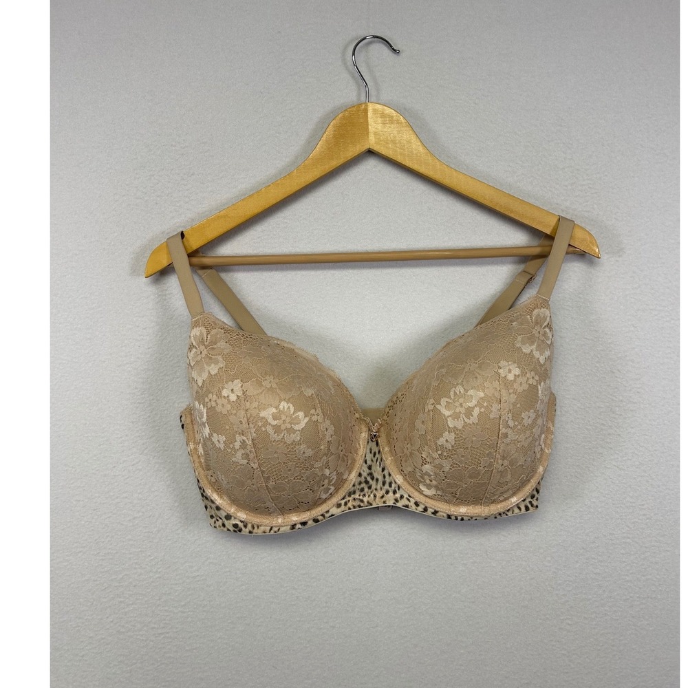 Animal Print Victoria's Secret Womens 38DDD Beige Lace Lined Demi Underwire Bra